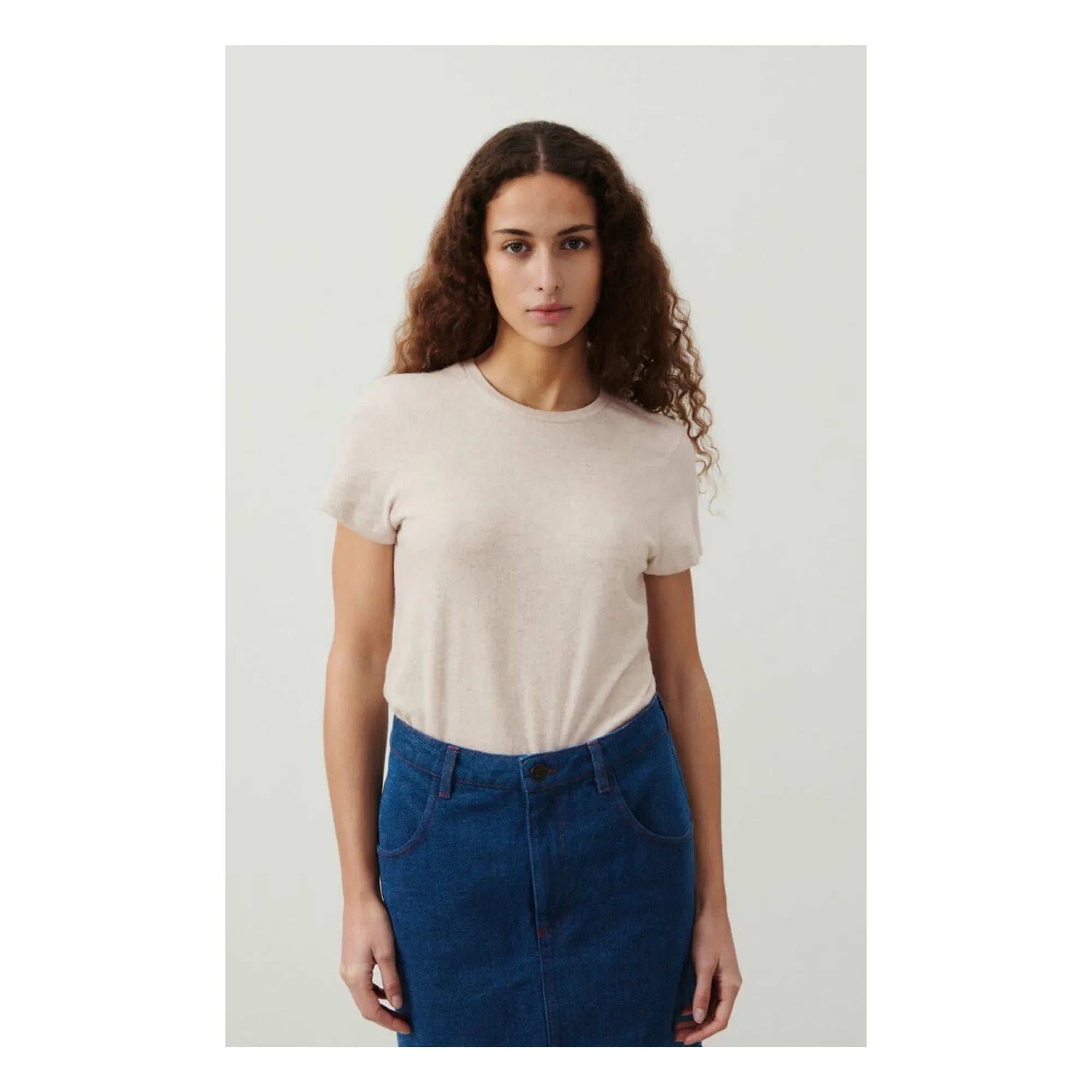 American Vintage - Ypawood Bisiklet Yaka Tişört | Gri Melanj