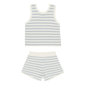 Rylee + Cru - Gestreiftes Oberteil und Shorts Set | Hellblau