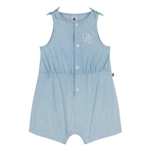 Petit Bateau - Mavi Chambray Bağlamalı Tulum
