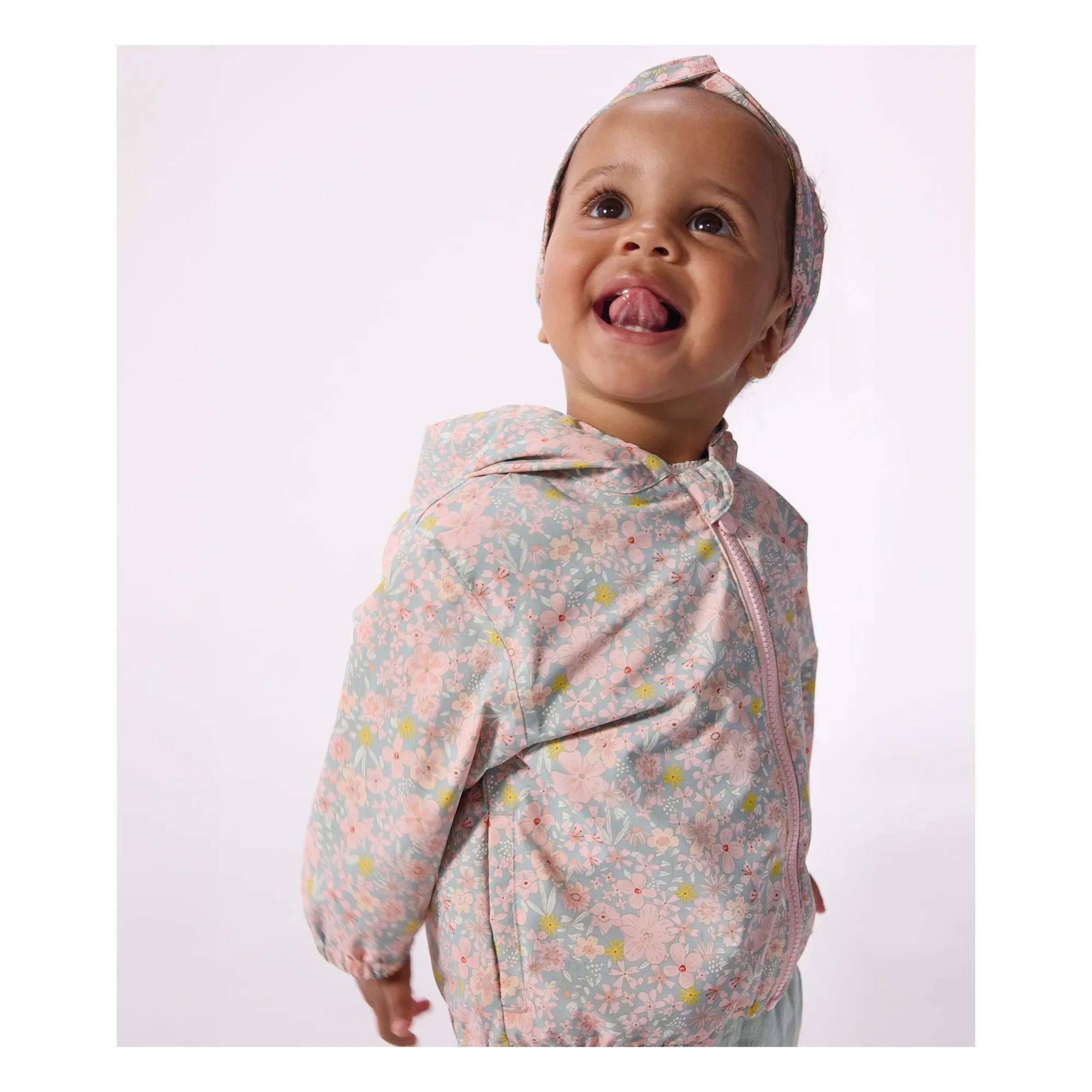 Petit Bateau - Windbreaker mit Blumenmuster aus recycelter Faser Baby | Türkis
