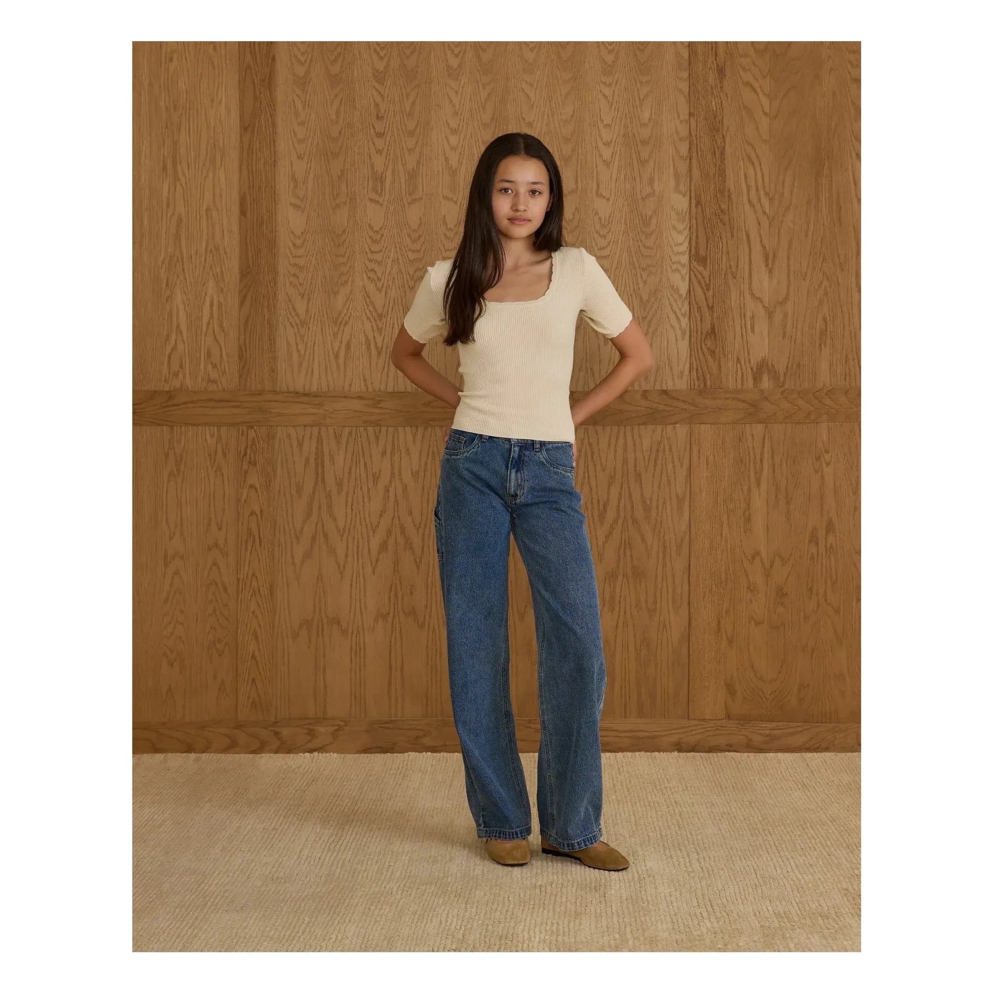 Rylee + Cru - T-Shirt mit Muschelkante | Ecru