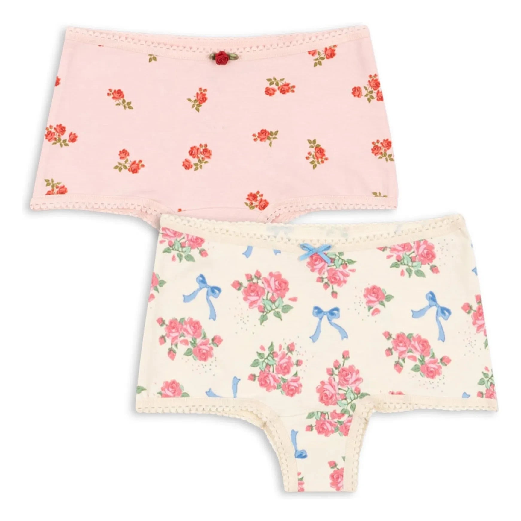 Konges Sløjd - Hipster-Höschen aus Bio-Baumwolle mit Blumenmuster, 2er-Pack | Puderrosa