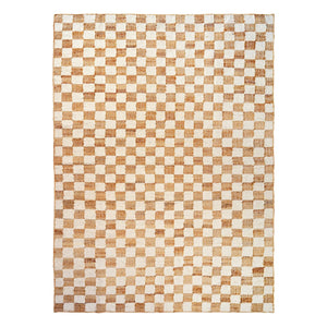 Ferm Living - Karierter Wolle und Jute Teppich | Creme