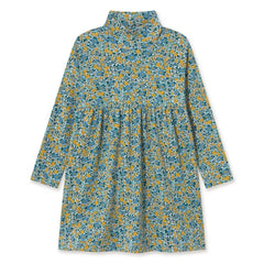 Tinycottons – Kleid aus Bio-Baumwollcord mit Blumenmuster | Blau