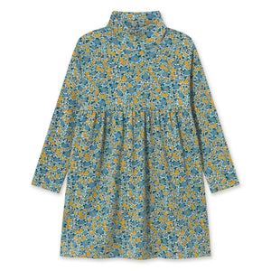 Tinycottons – Kleid aus Bio-Baumwollcord mit Blumenmuster | Blau