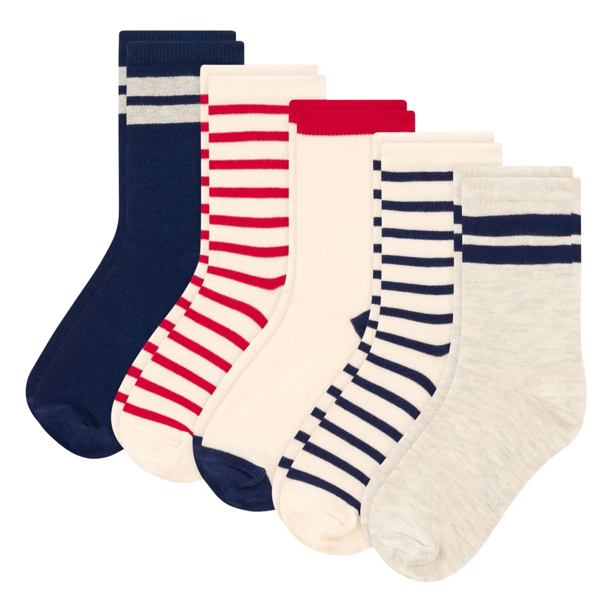 Petit Bateau - 5 Paar gestreifte Socken | Ecru