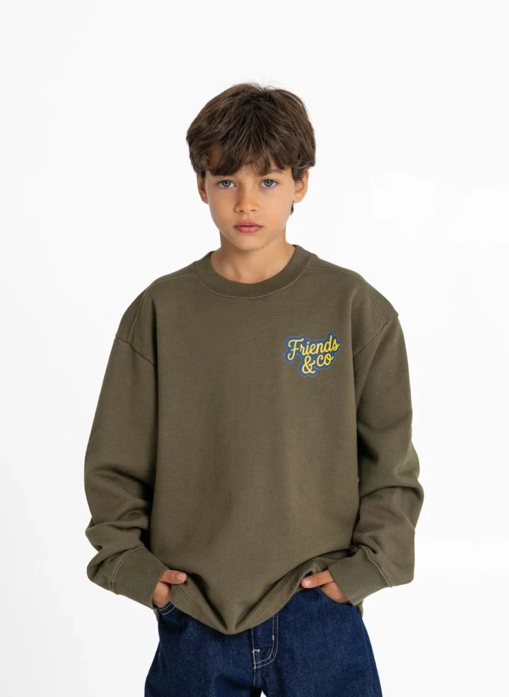 Smallable Kid - Favio Friends & Co Organische Baumwoll-Sweatshirt | Verdigris