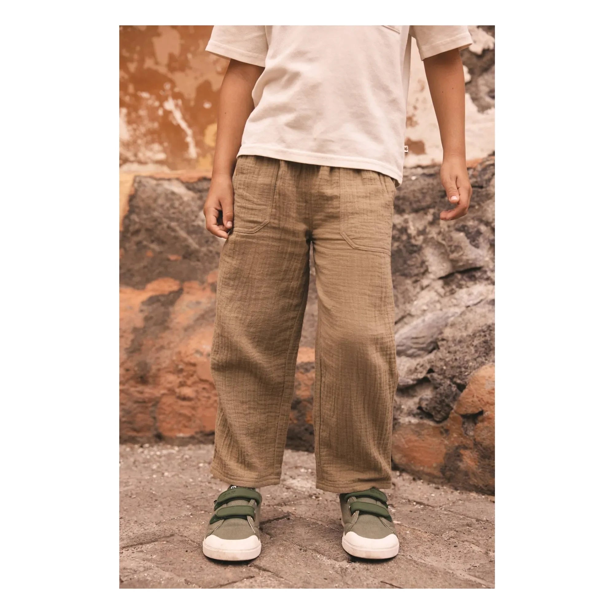 Bonton - Nils Baumwoll-Gaze-Hose | Khaki