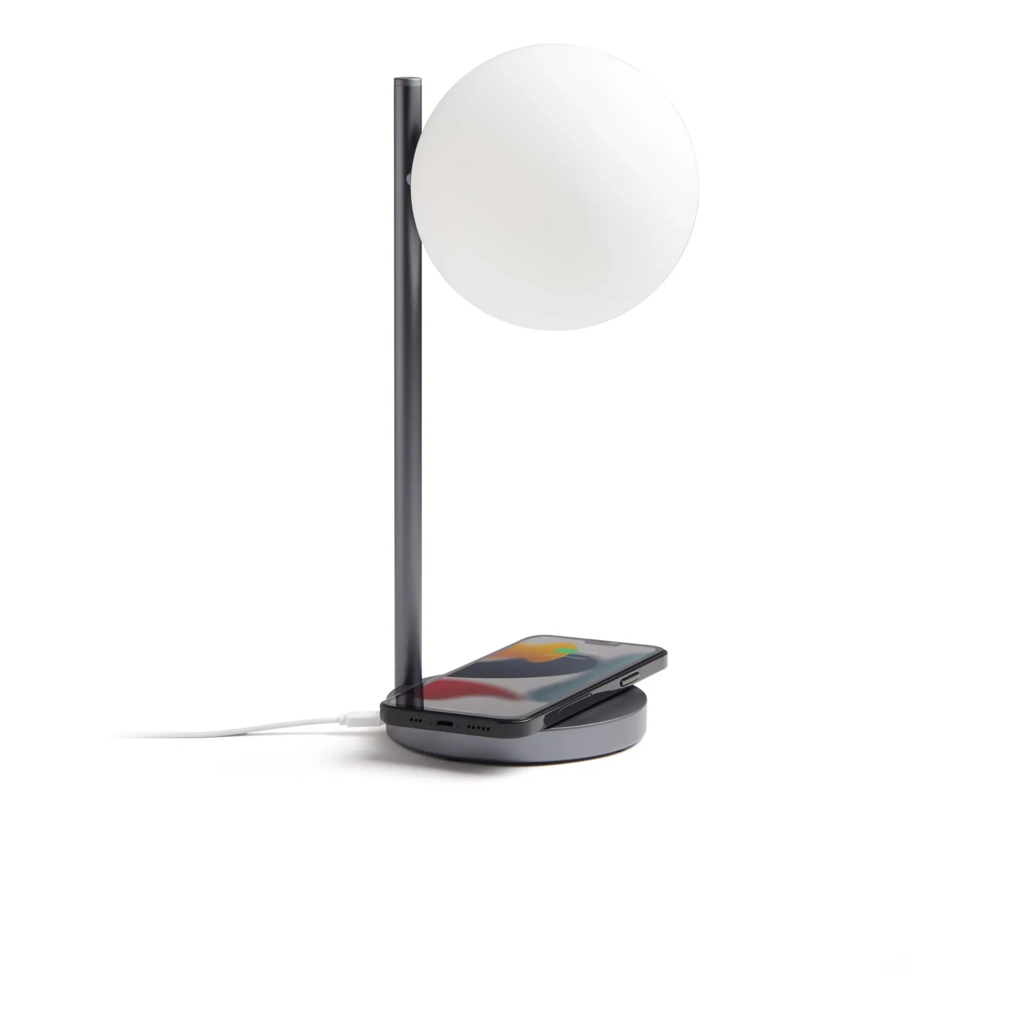 Lexon - Bubble LED-Tischleuchte und Ladestation | Stahlgrau