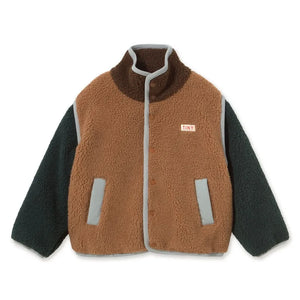 Tinycottons – Sherpa-Jacke mit Farbblock-Design | Braun