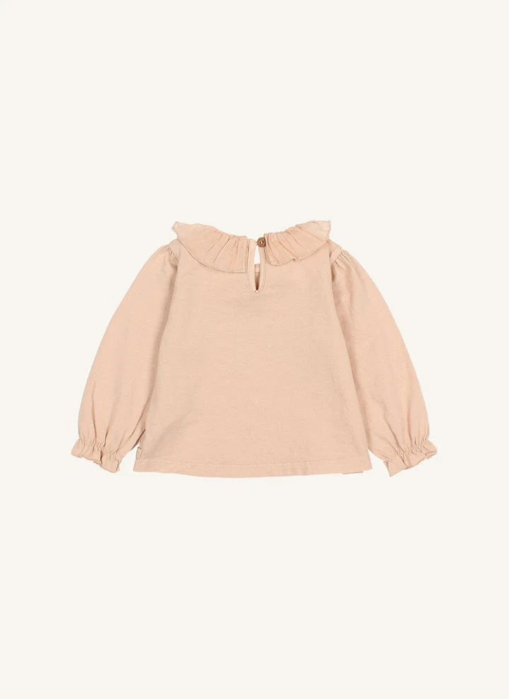 Búho - Organisches Baumwoll-T-Shirt mit Rüschen | Rosa