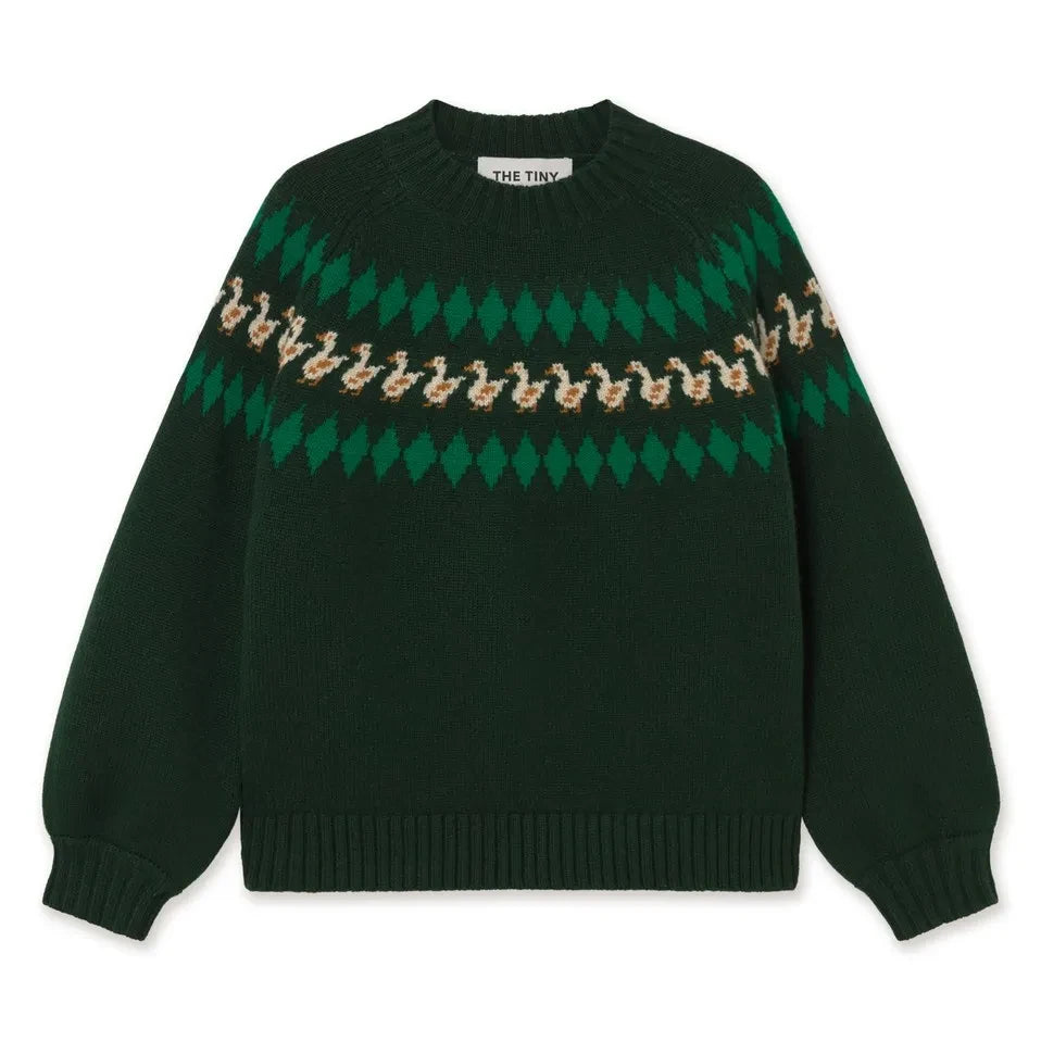 The Tiny Big Sister - Gänsefeder-Wollpullover | Mavi