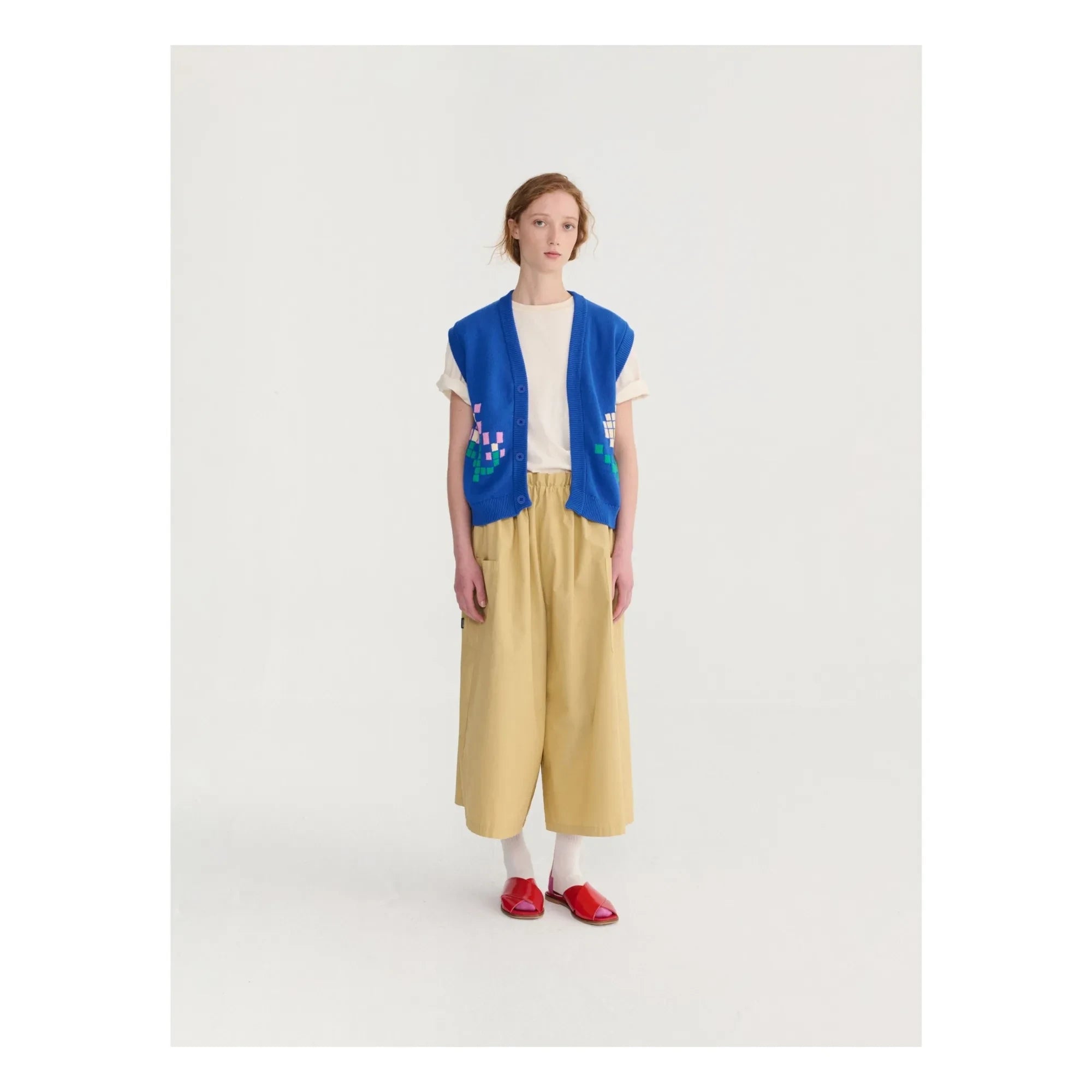 Bobo Choses - Pixel Flower Bio-Baumwoll-Strickjacke | Blau