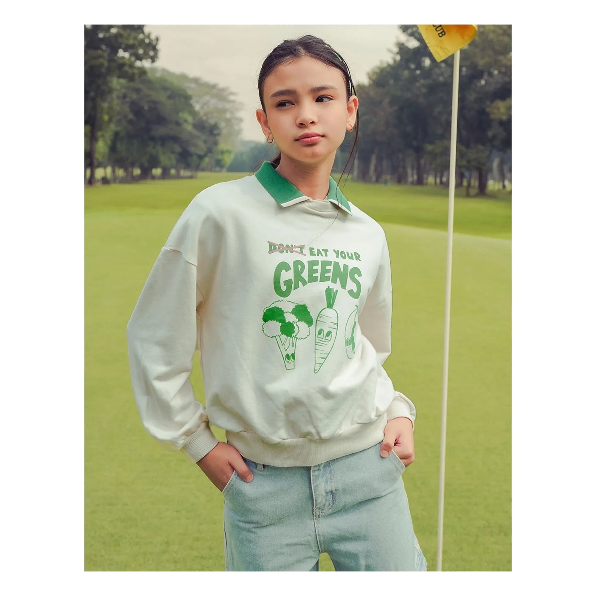 Gingersnaps - Serena Eat Your Greens Sweatshirt | Weiß