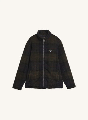 Barbour - Karierter Reißverschluss-Fleecejacke | Oliv