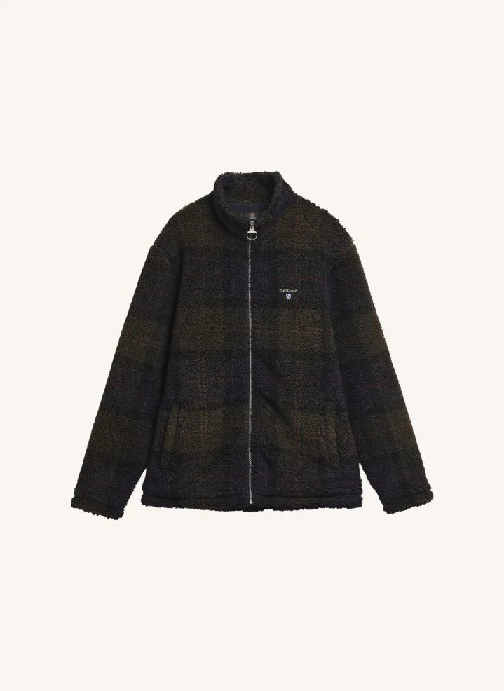 Barbour - Karierter Reißverschluss-Fleecejacke | Oliv
