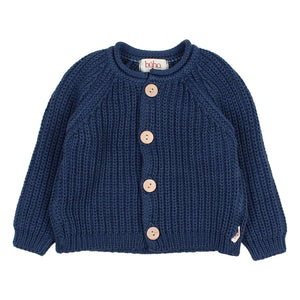 Búho - Côtes Perlées Bio-Baumwollstrickjacke | Marine