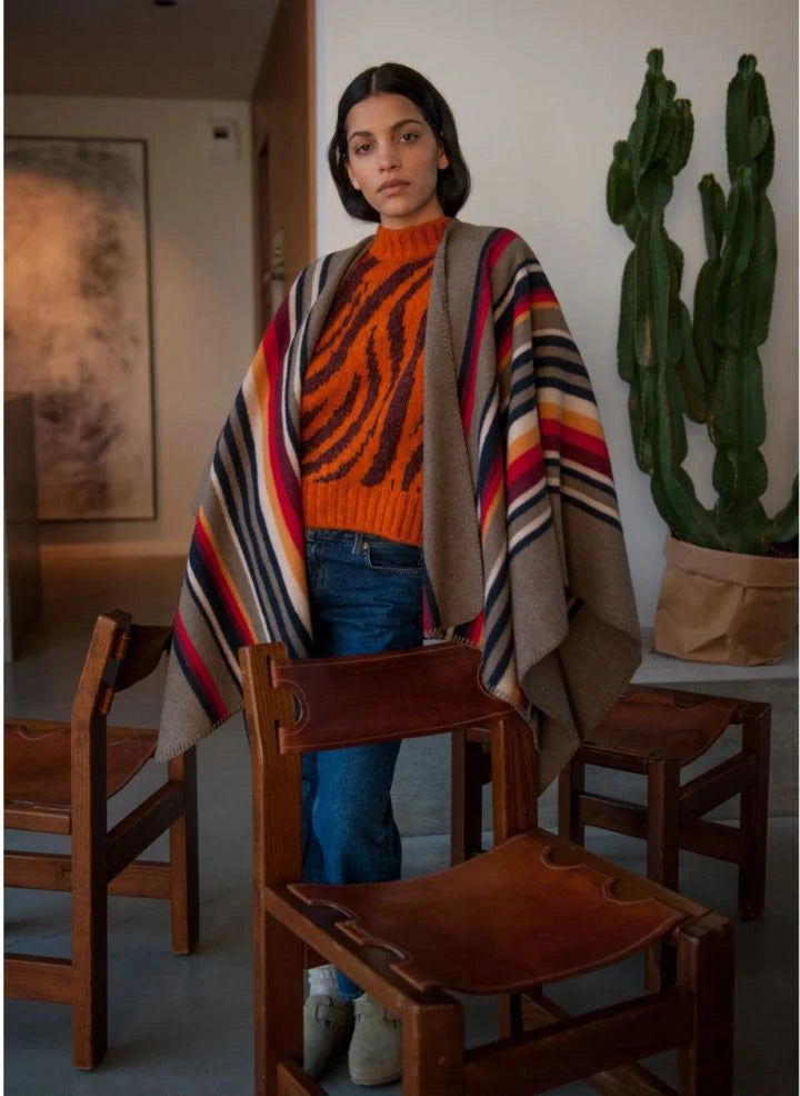 La Méricaine - Apache Recyceltes Woll-Cape | Erdbraun