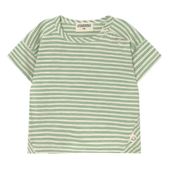 Cozmo - Gestreiftes Baby T-Shirt | Wiesengrün