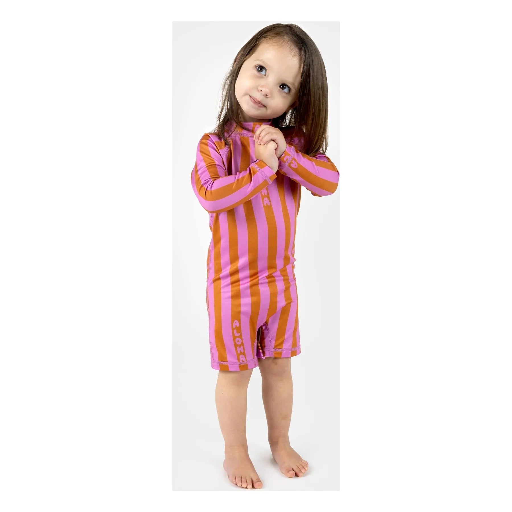 Beach & Bandits - Aloha gestreifter UV-Schutz-Overall aus recycelten Fasern | Rosa