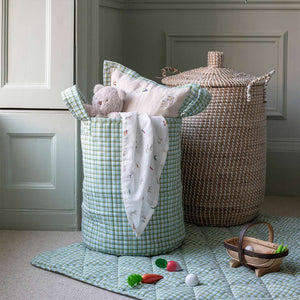 Avery Row Large Quilted Storage Basket - Little Farm/Greenhouse Gingham-Storage Baskets-Little Farm/Greenhouse Gingham- | Natural Baby Shower