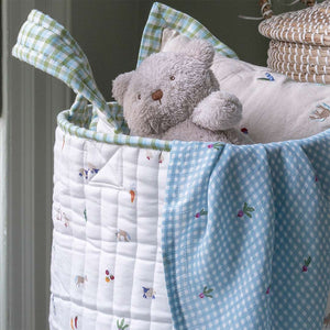 Avery Row Large Quilted Storage Basket - Little Farm/Greenhouse Gingham-Storage Baskets-Little Farm/Greenhouse Gingham- | Natural Baby Shower