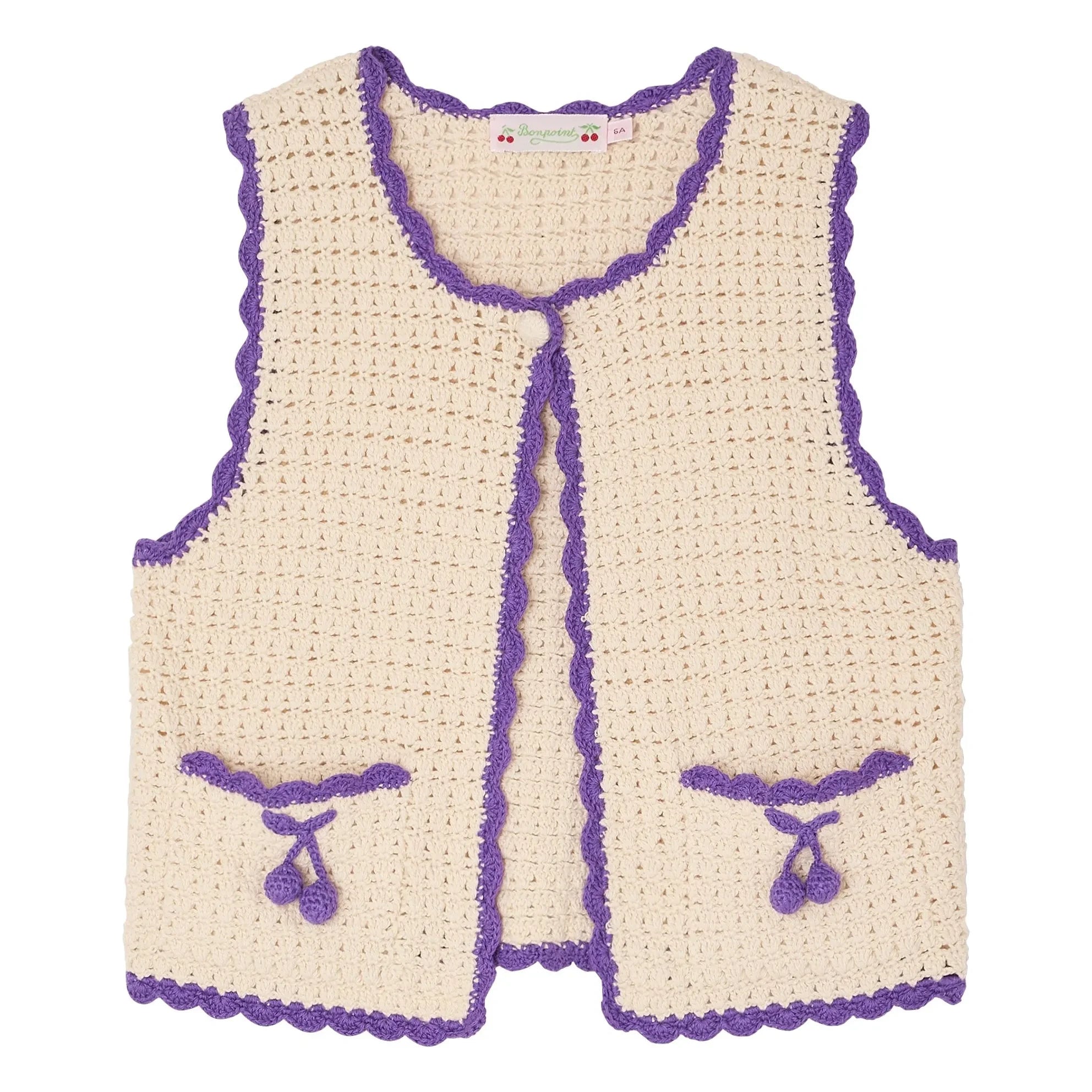 Bonpoint - Laila Cerises Ärmellose Strickjacke | Ecru