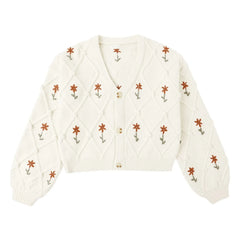 Rylee + Cru - Kurze Gänseblümchen-Cardigan | Ecru