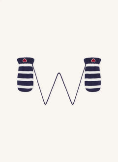 Petit Bateau - Gestreifte Handschuhe mit Herz | Nachtblau