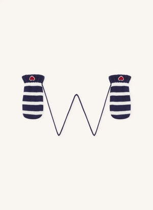 Petit Bateau - Gestreifte Handschuhe mit Herz | Nachtblau