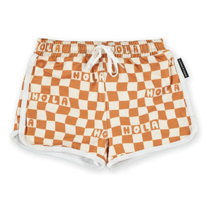 Beach & Bandits - Karierte Hola Trunk Badehose aus recycelten Fasern mit UV-Schutz | Rost