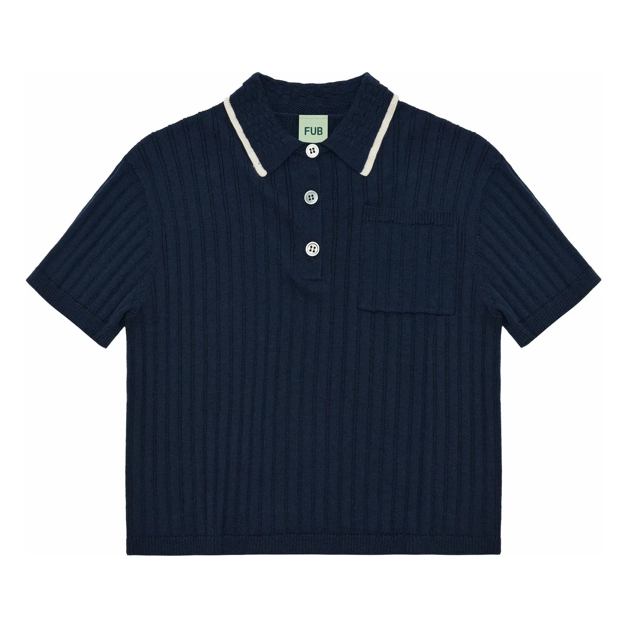 FUB – Polo-Shirt aus Rippstrick, Bio-Baumwolle | Marineblau