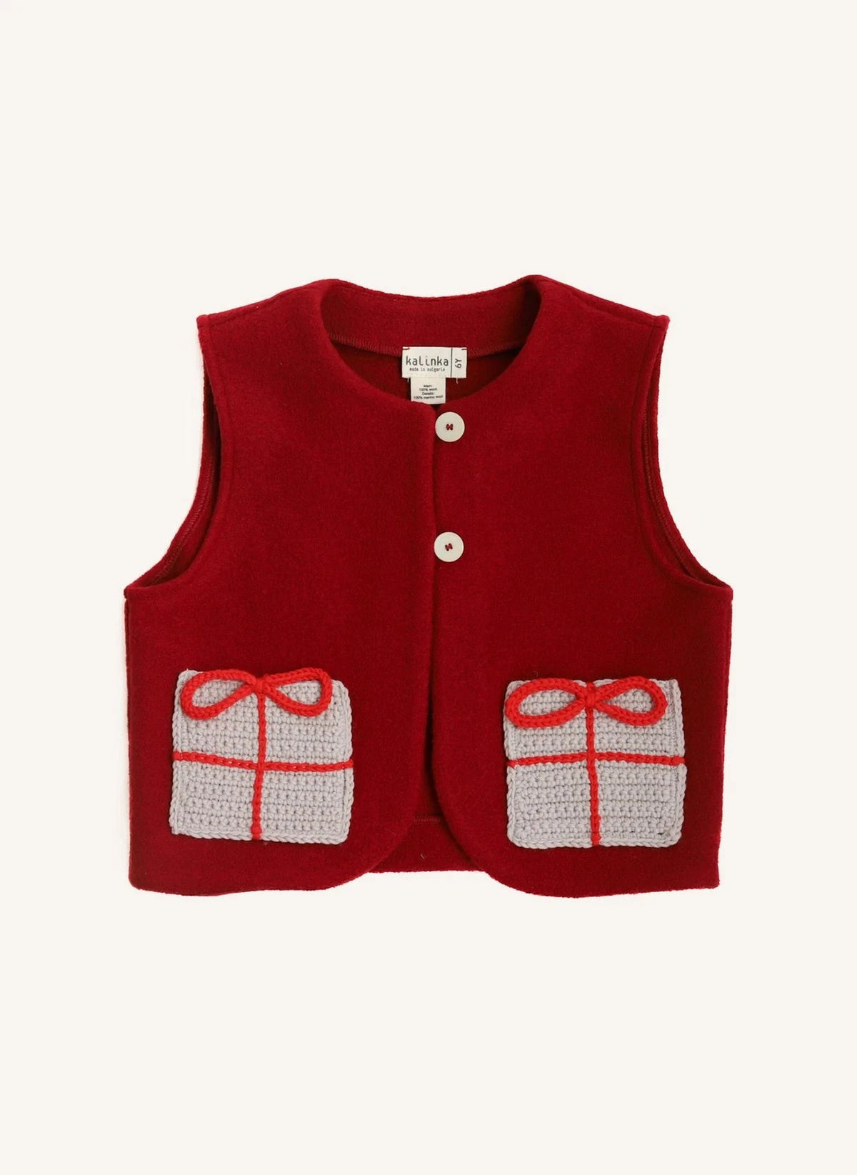 Kalinka - Rote Weste aus Merinowolle – Weihnachtsgeschenk