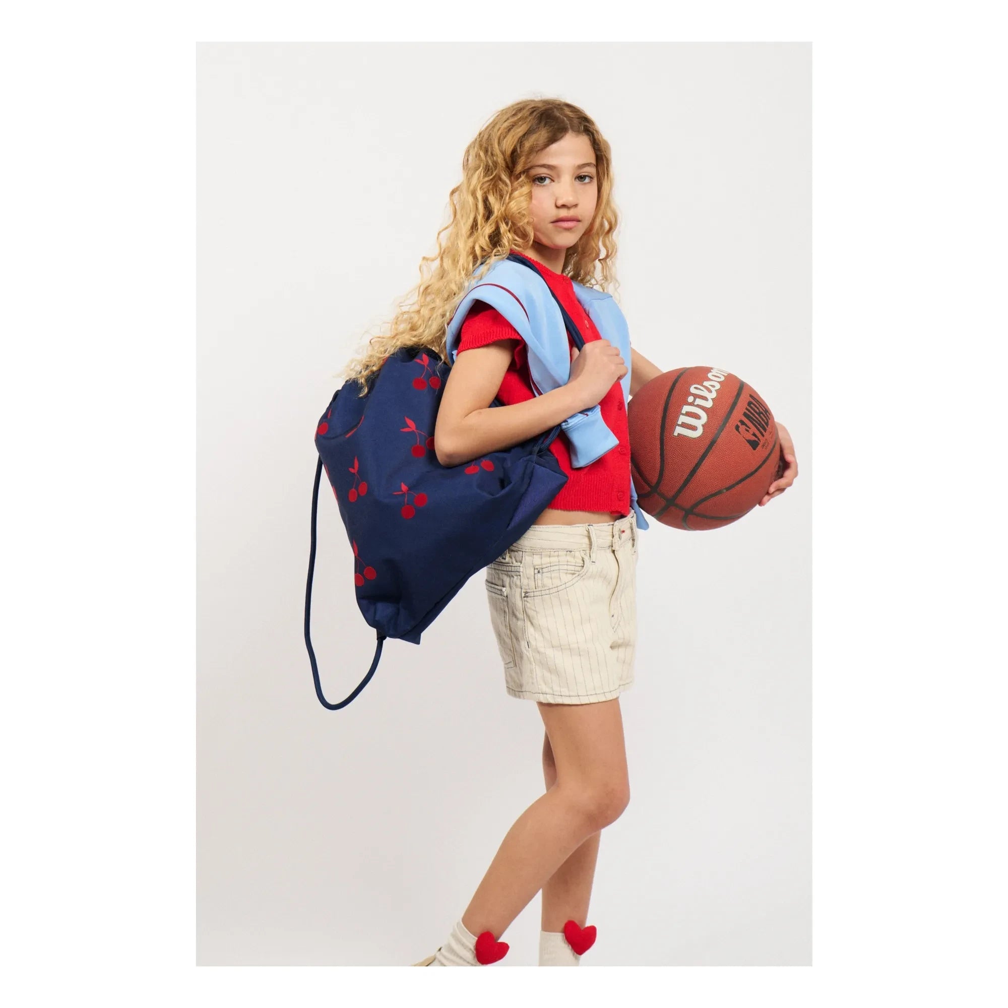 Caramel & Cie - Samt-Kirschen Sporttasche | Marineblau