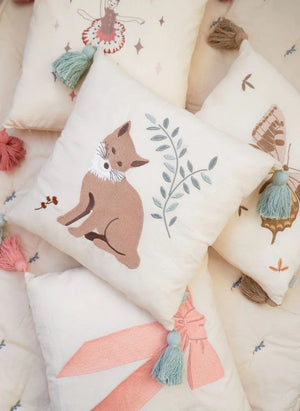 Cam Cam - Woodland Besticktes Kissen | Ecru