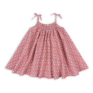 Konges Sløjd - Kleid Vivian Cœurs Seersucker Bio-Baumwolle | Rosa
