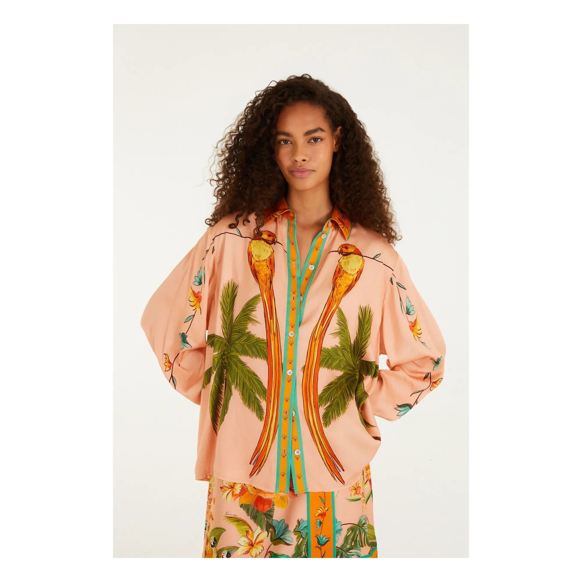 Farm Rio - Vogel-Shirt | Koralle