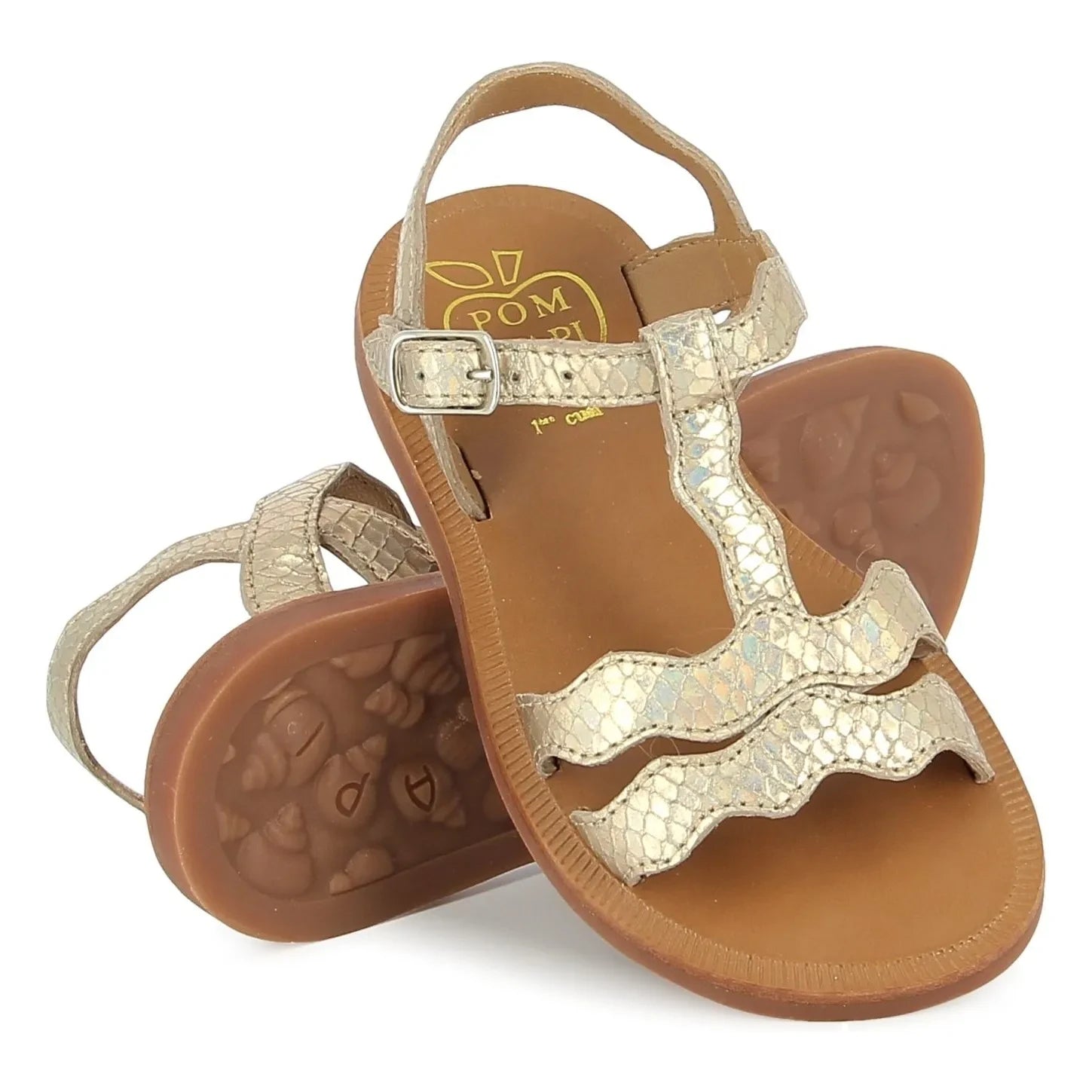 Pom d'Api - Glitzernde Plagette Frizz Sandalen | Gold