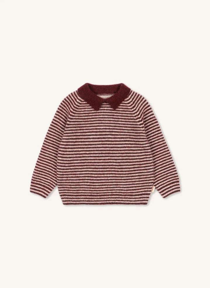 Konges Sløjd - Gestreifter Woll-Polo-Pullover | Bordeaux