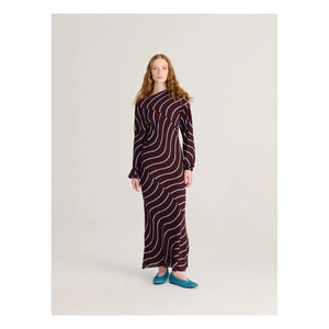 Bobo Choses – Psychedelisch gestreiftes Kleid | Burgunderrot