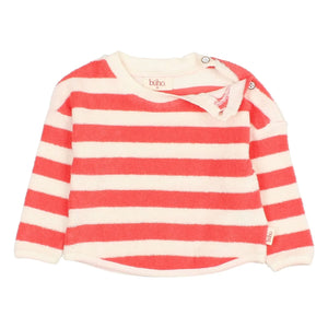 Búho – Gestreiftes Baby-Sweatshirt aus Bio-Baumwolle | Rot