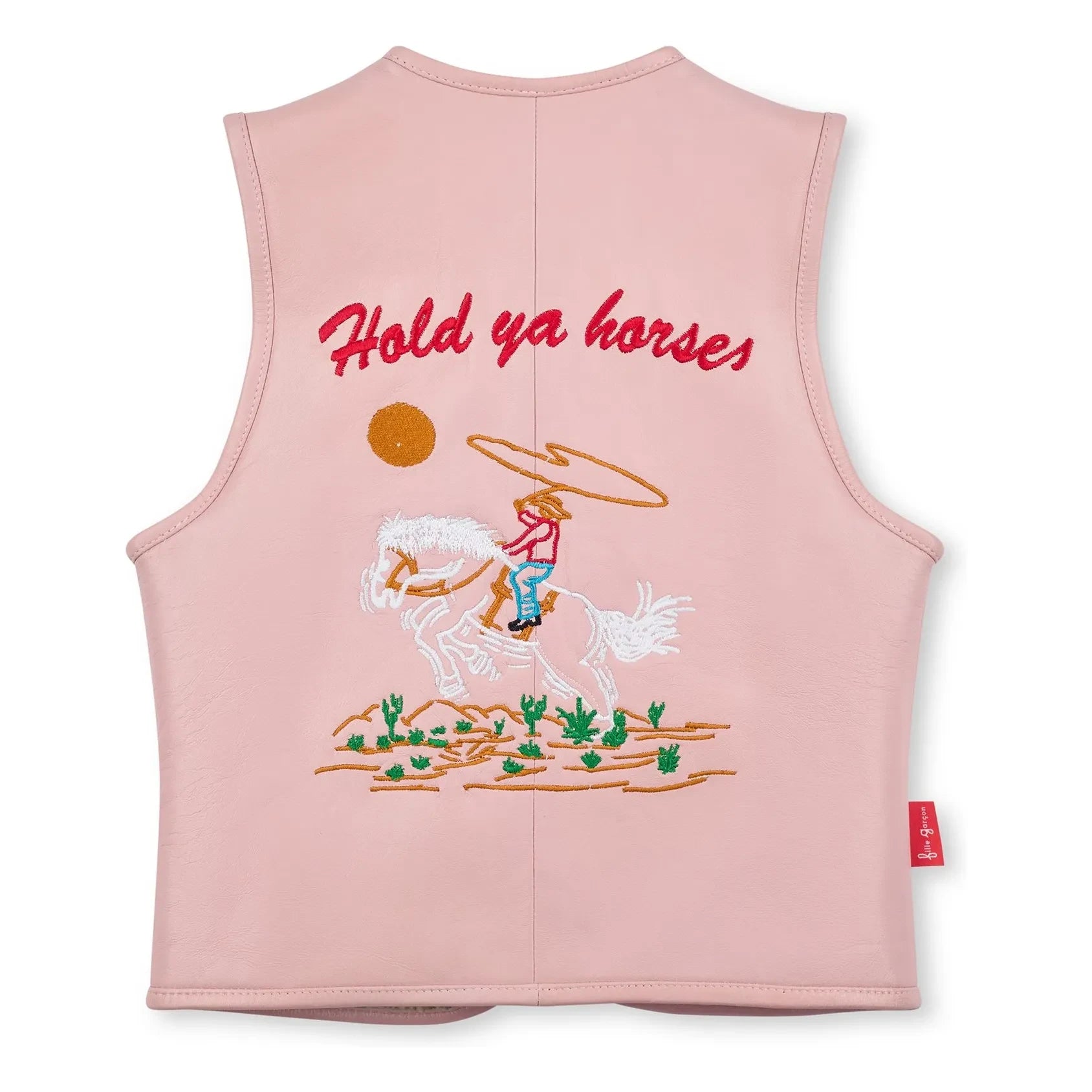 Fille Garçon – Hold Ya Horses Nappa Leder Ärmellose Jacke | Blassrosa