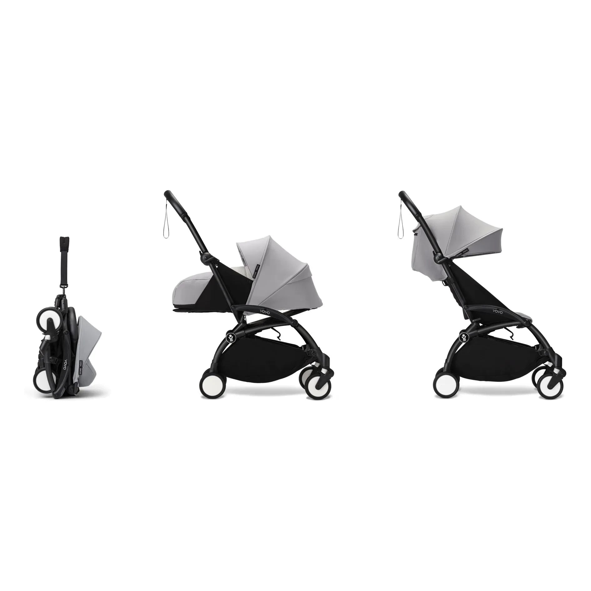 Stokke® - YOYO³ kompletter Kinderwagen 0+ und 6+ Schwarzer Rahmen | Stein