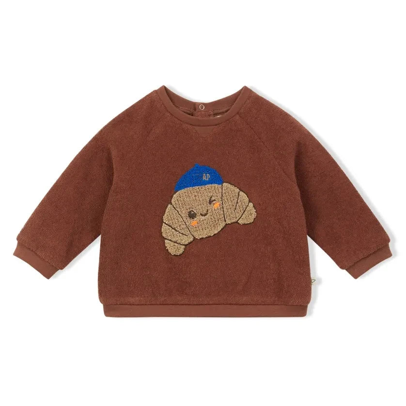 Arsène et Les Pipelettes - Croissant Frottee-Sweatshirt | Braun