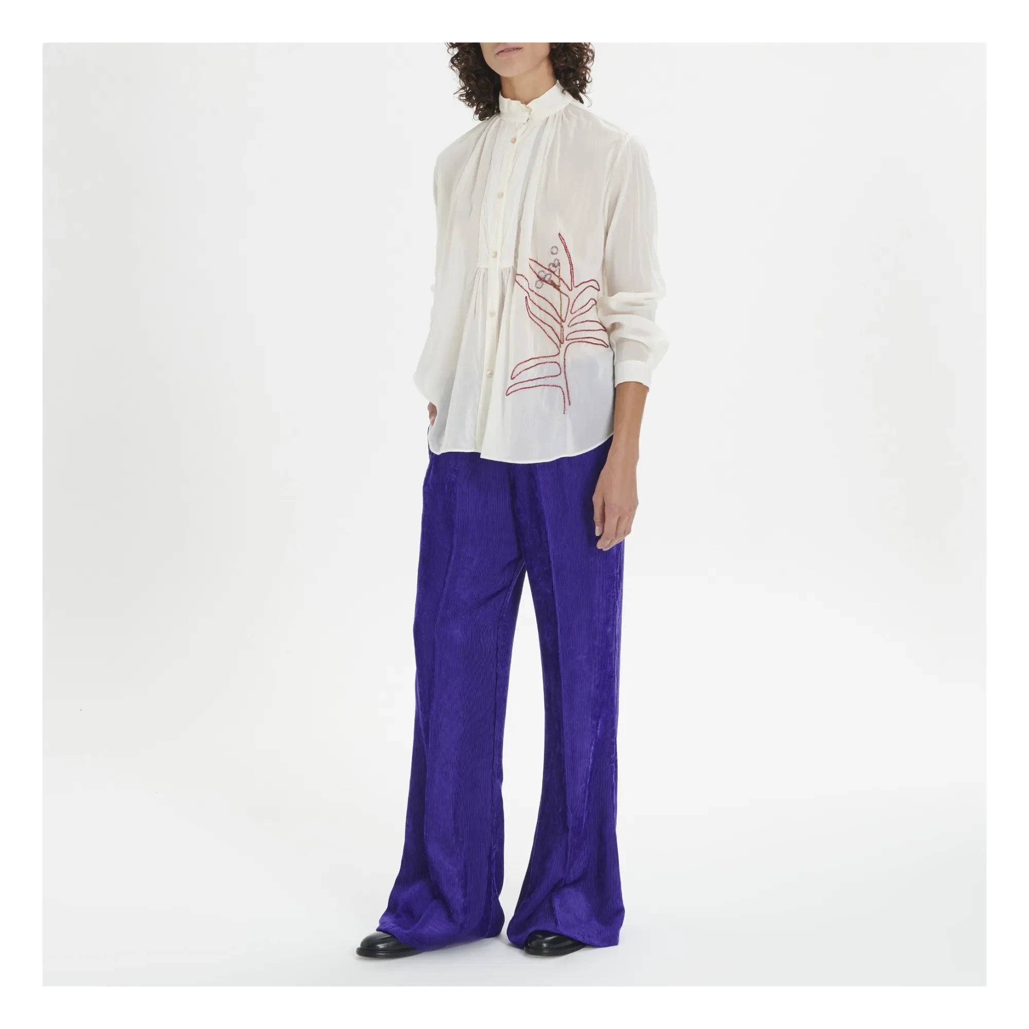 Forte Forte - Boho-Stil bestickte Baumwoll- und Seiden-Voile Bluse | Weiß