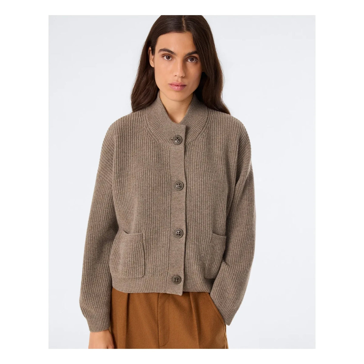 Kujten - Milan Kaschmir-Cardigan | Melange Khaki