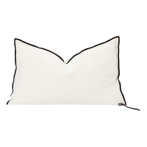 Maison de Vacances - Vice Versa Black Line Leinenkissen | Creme