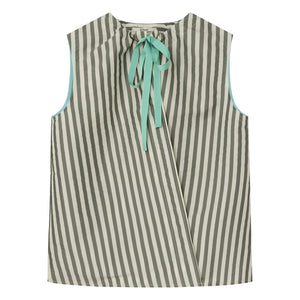 Dr Bloom - Bluse mit gestreiften Krägen | Khaki