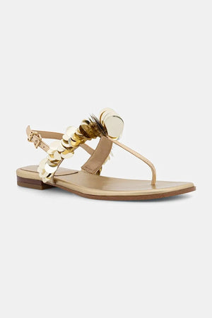 MICHAEL Michael Kors kadın deri alçak topuklu Loretta Thong Sandal