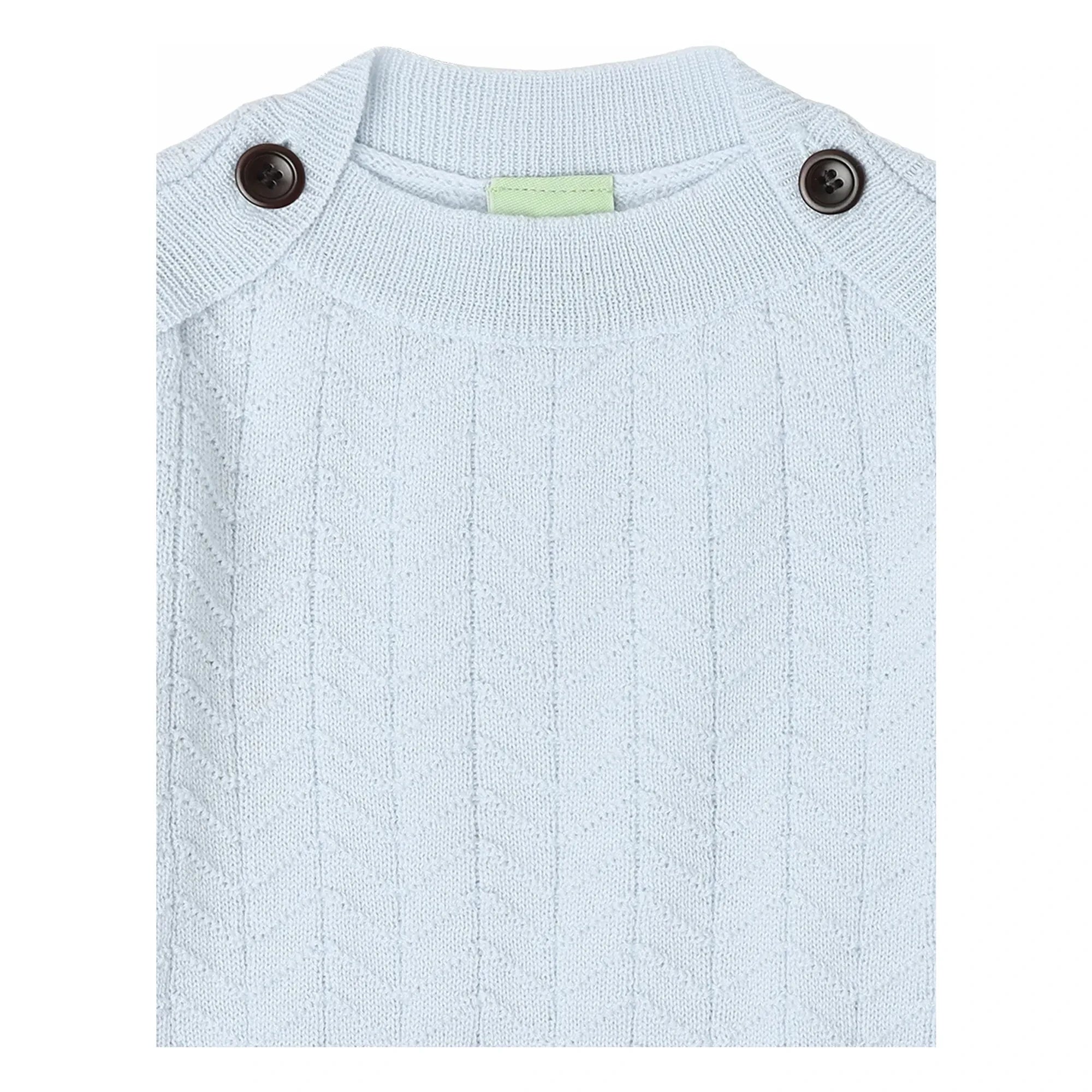 FUB – Zick-Zack-Knopfstrickjacke Feinstrick Merinowolle | Hellblau